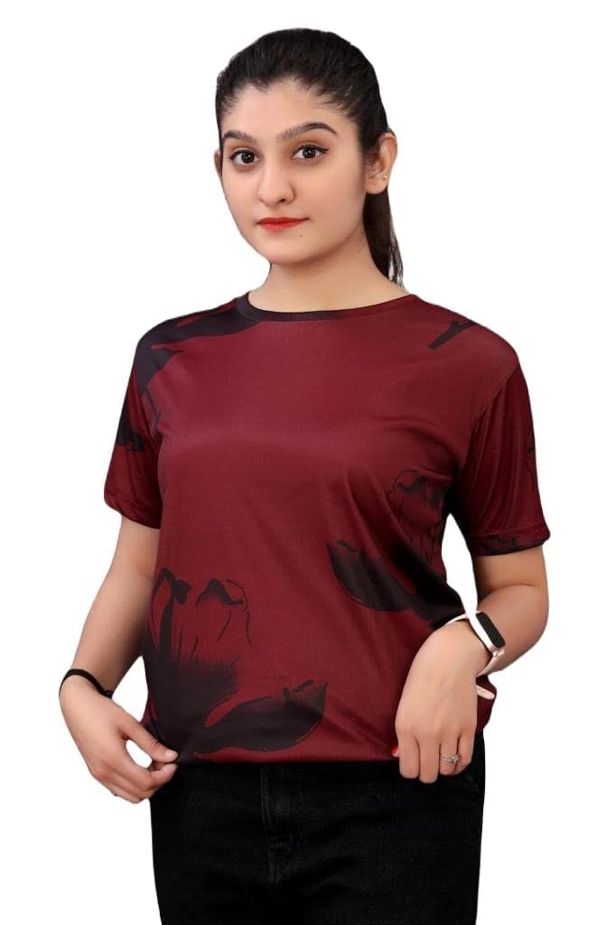 Sativa Women's Cotton Crew Neck Half Sleeve Regular Fit Womens T-Shirt