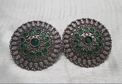 Glamvila Green Stone German Silver Stud