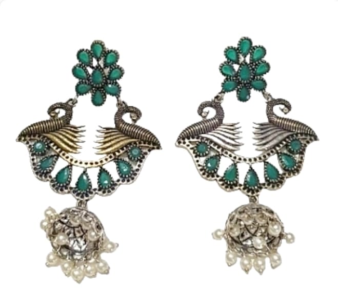 Glamvila Designer Green Stone Earrings - Earrings | Buy online on ZillyBuy