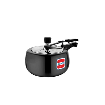 UCOOK By UNITED Ekta Engg. Royale Duo 1.5 Litre Hard Anodised Non-Induction Inner Lid Pressure Cooker, Black