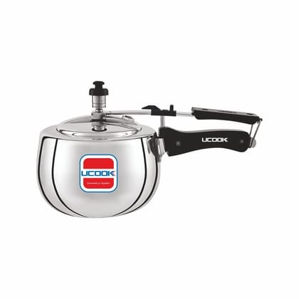 UCOOK By UNITED Ekta Engg. Silvo Plus 2 Litre Oval Induction Base Aluminium Inner Lid Pressure Cooker, Silver