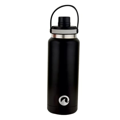 Obouteille Saviour Black Stainless Steel Vacuum Insulated 1 Litre Leak Proof Flask Water Bottle for School/Home/Kitchen/Office/Work/Gym/Outdoor/Exercise/Yoga/Camping/Boys/Girls/Kids/Adults