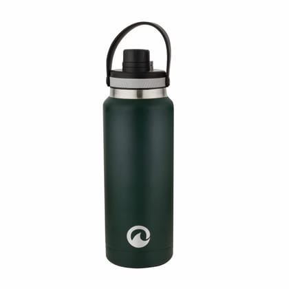 Obouteille Saviour Green Stainless Steel Vacuum Insulated 1 Litre Leak Proof Flask Water Bottle for School/Home/Kitchen/Office/Work/Gym/Outdoor/Exercise/Fitness/Yoga/Camping/Boys/Girls/Kids/Adults
