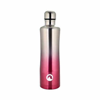 Obouteille Stainless Steel 750 ml Vacuum Insulated Leak Proof Flask Water Bottle for School/Home/Kitchen/Office/Work/Gym/Outdoor/Exercise/Yoga/Camping/Boys/Girls/Kids/Adults - Curvy Silver-Red