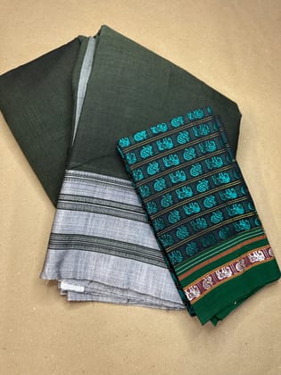 Ilkal Grey saree with contrast Khun blouse