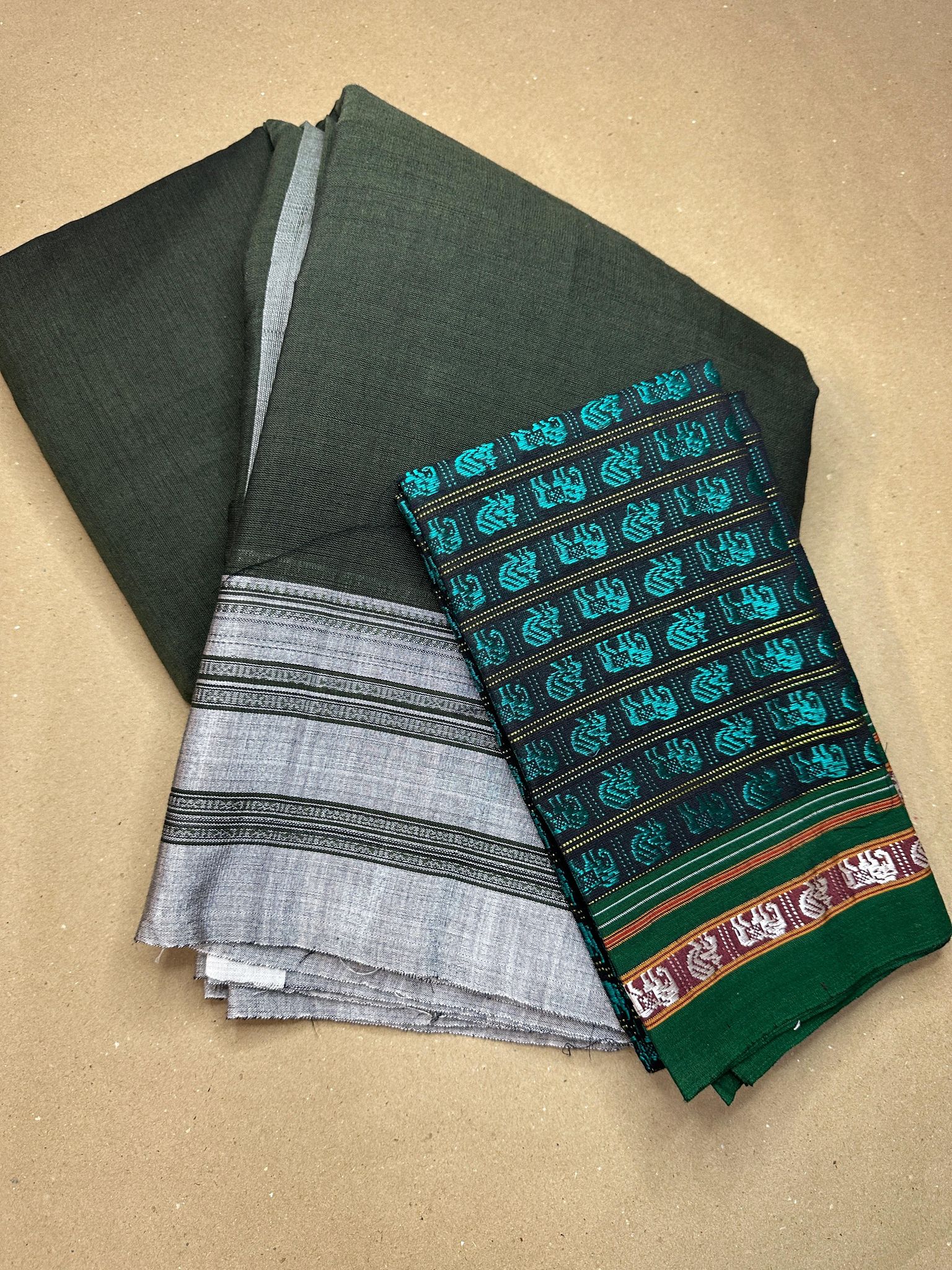 Ilkal Grey saree with contrast Khun blouse