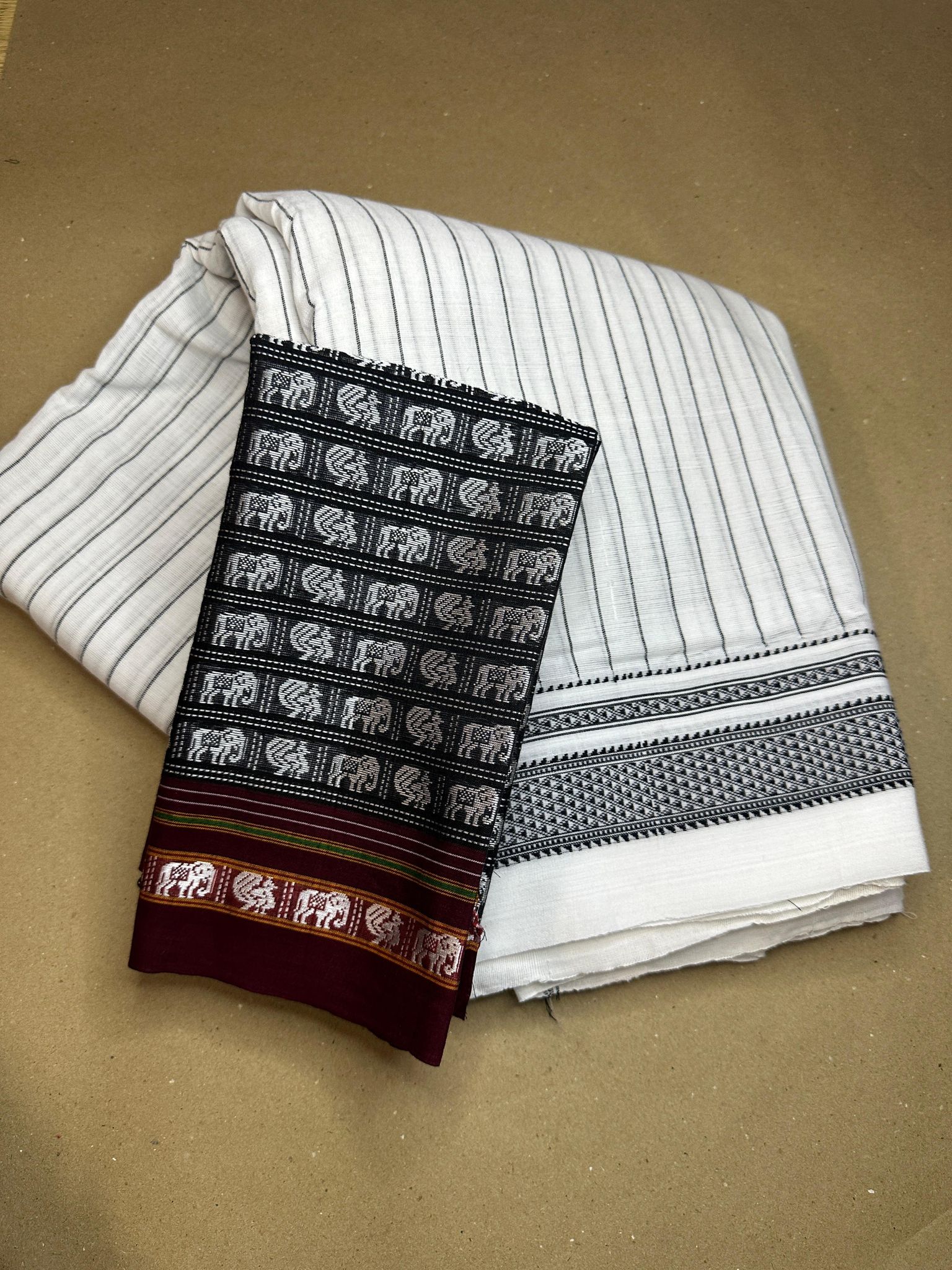 White Ilkal saree with cotton Khun blouse