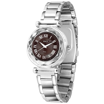 WINCE Analog Wrist Watch for Women Functioning Stainless Steel Silver