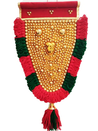 Handcrafted Kerala Nettipattam by Roque collections - Grace Your Space with Cultural Majest-Wall Hanging Nettipattam|Elephant caparison Decorative Showpiece - 40 cm(Golden colour)