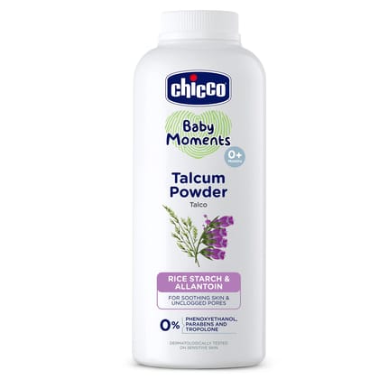 Chicco Baby Moments Talcum Powder with Natural Ingredients, Soothes & Moisturises Baby’s Skin, Dermatologically Tested, Paraben Free, Phenoxyethanol Free 0M+ (Pack of 300 gm)