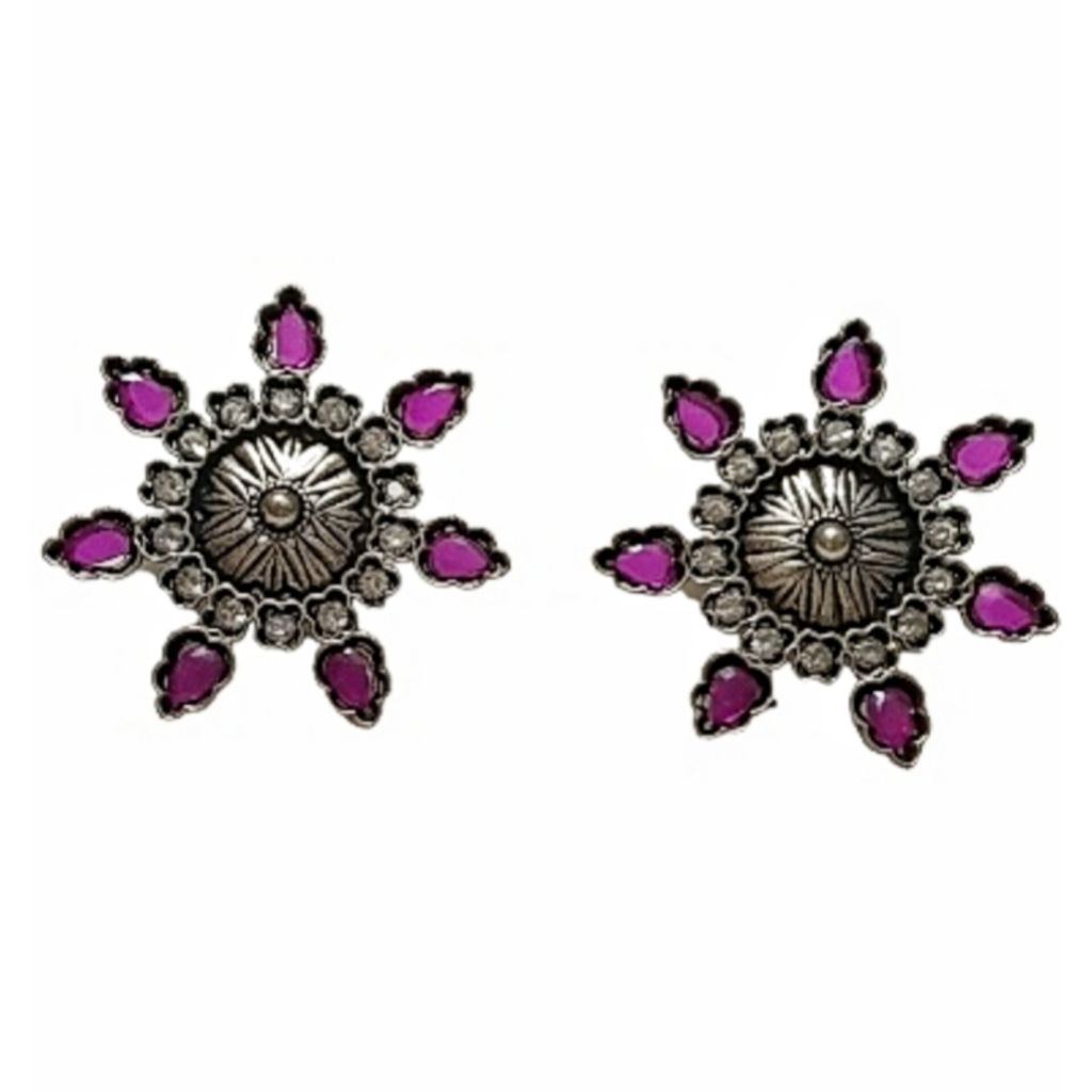 Glamvila Pink and White Stones Stud - Earrings | Buy online on ZillyBuy