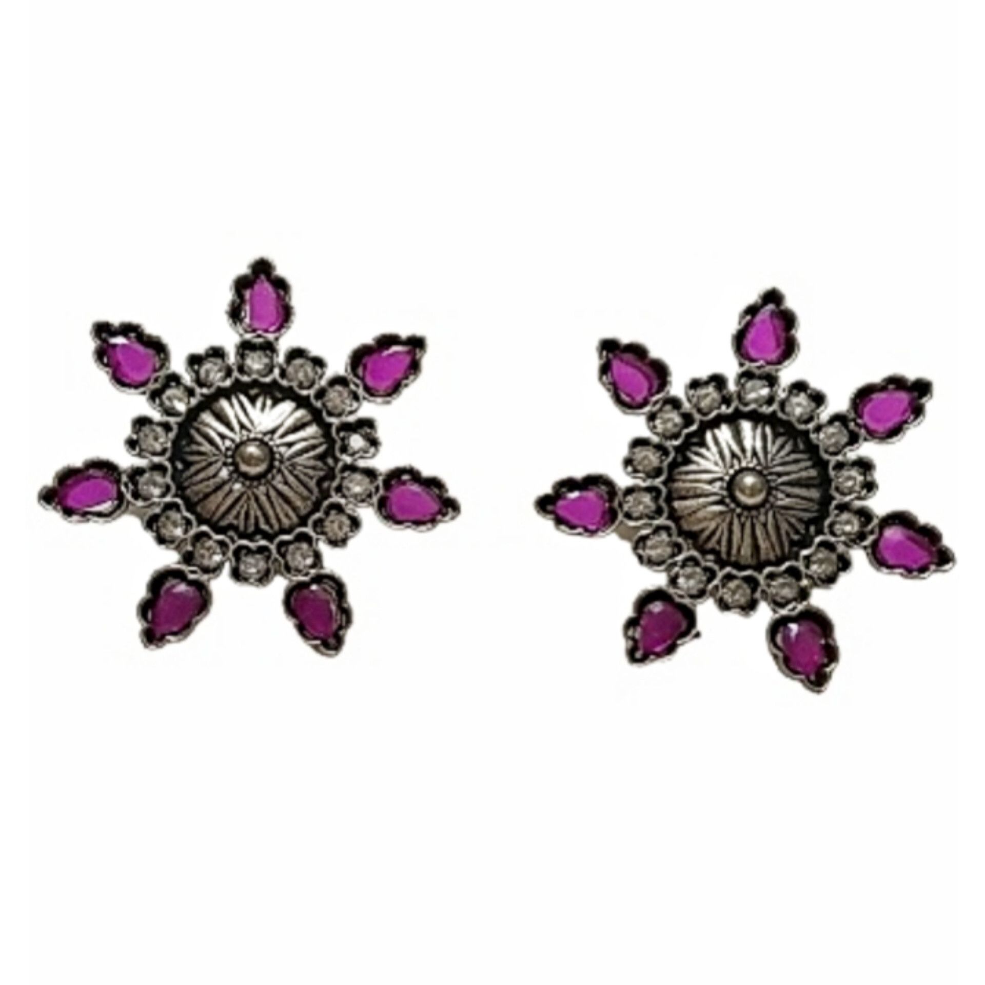 Glamvila Pink and White Stones Stud