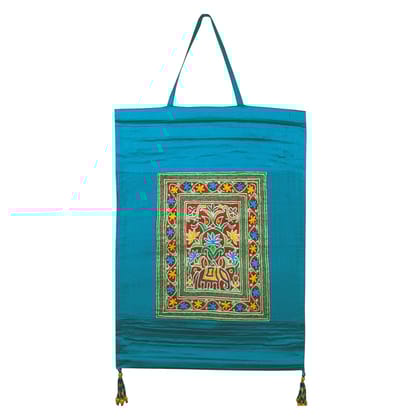 Garvi Gurjari (A Gujarat Govt Enterprise Cotton Sea Green Hand Embroidered Wall Hangings/Decor (16� x 12�)