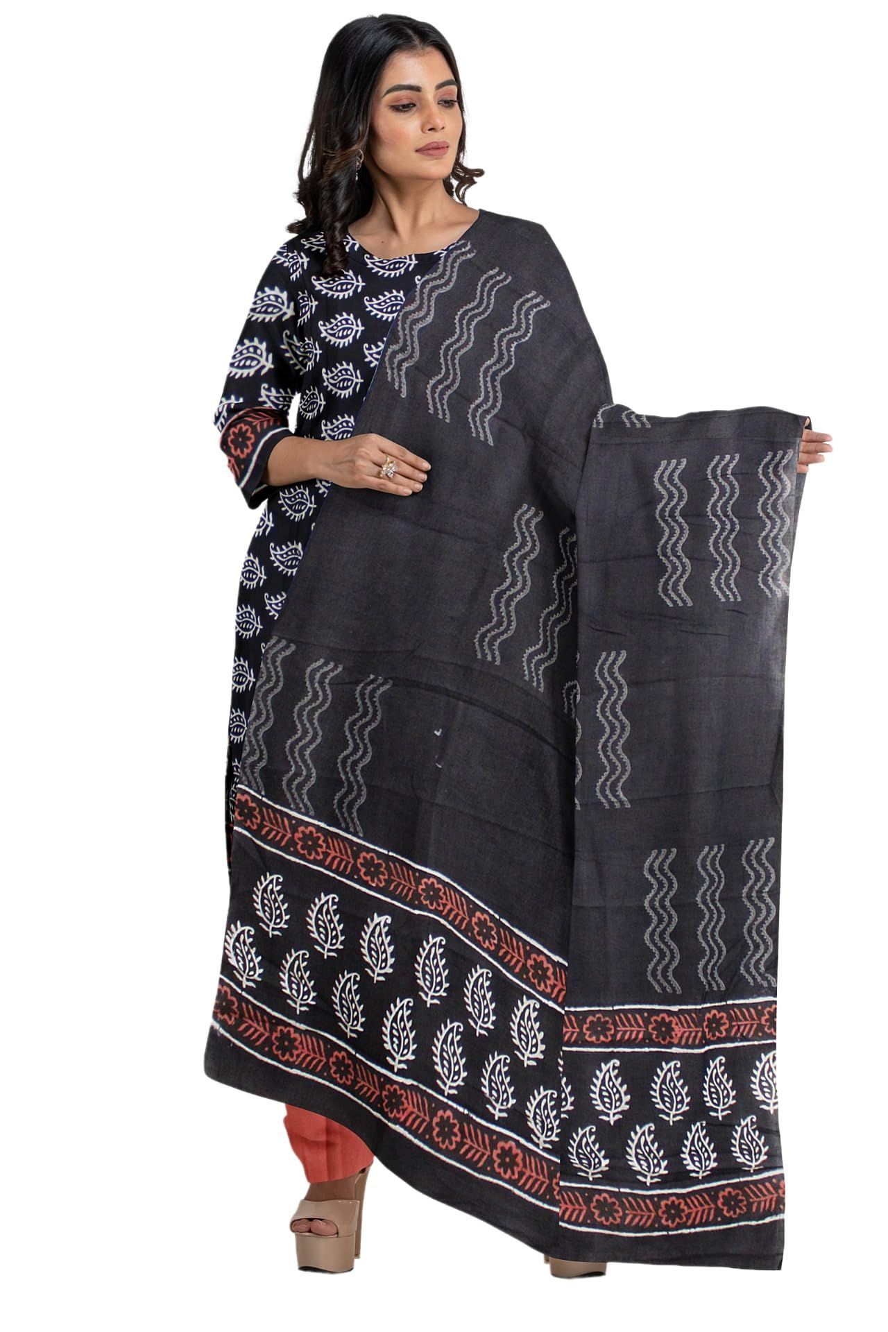 Garvi Gurjari (A Gujarat Govt Enterprise) Hand Block Print Cotton Dress  Material/Salwar Suit(GGCBPSS32)