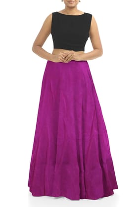 Garvi Gurjari (A Gujarat Govt Enterprise Women Handmade Plain Mashru Silk Long Skirt(GGCPMS09) Magenta