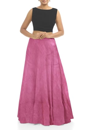 Garvi Gurjari (A Gujarat Govt Enterprise Women Handmade Plain Mashru Silk Long Skirt(GGCPMS03) Pink