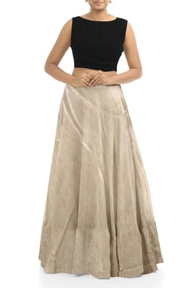 Garvi Gurjari (A Gujarat Govt Enterprise Women Handmade Plain Mashru Silk Long Skirt(GGCPMS02) Light Golden