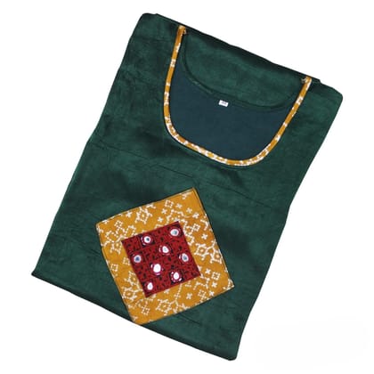 Garvi Gurjari (A Gujarat Govt Enterprise Green Hand Embroidered Mashru Silk Kurti(GGCMSK10)
