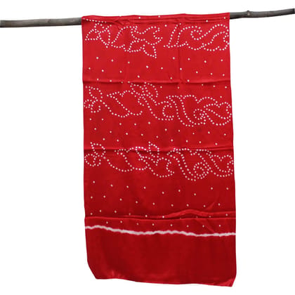 Garvi Gurjari (A Gujarat Govt Enterprise Red Mashru Silk Handwoven Bandhani Dupatta(GGCMSBS01) Garvi Gurjari (A Gujarat Govt Enterprise Red Mashru Silk Handwoven Bandhani Dupatta(GGCMSBS01)