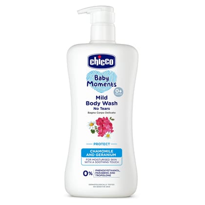 Chicco Baby Moments Mild Body Wash Protect, New Advanced Formula With Natural Ingredients, No Tears, Suitable For Babys Body Wash, No Phenoxyethanol And Parabens (500Ml)