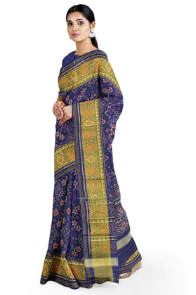 Garvi Gurjari (A Gujarat Govt Enterprise Women Blue Shaded Handloom Single Ikat Silk Patola Saree (GGCSIKS112) Garvi Gurjari (A Gujarat Govt Enterprise Women Blue Shaded Handloom Single Ikat Silk Patola Saree (GGCSIKS112)