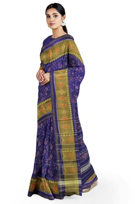 Garvi Gurjari (A Gujarat Govt Enterprise Women Blue Shaded Handloom Single Ikat Silk Patola Saree (GGCSIKS111) Garvi Gurjari (A Gujarat Govt Enterprise Women Blue Shaded Handloom Single Ikat Silk Patola Saree (GGCSIKS111)