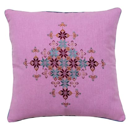 Garvi Gurjari (A Gujarat Govt Enterprise Cotton Pink Soof Embroidery Cushion Cover(GGCSCCC04)