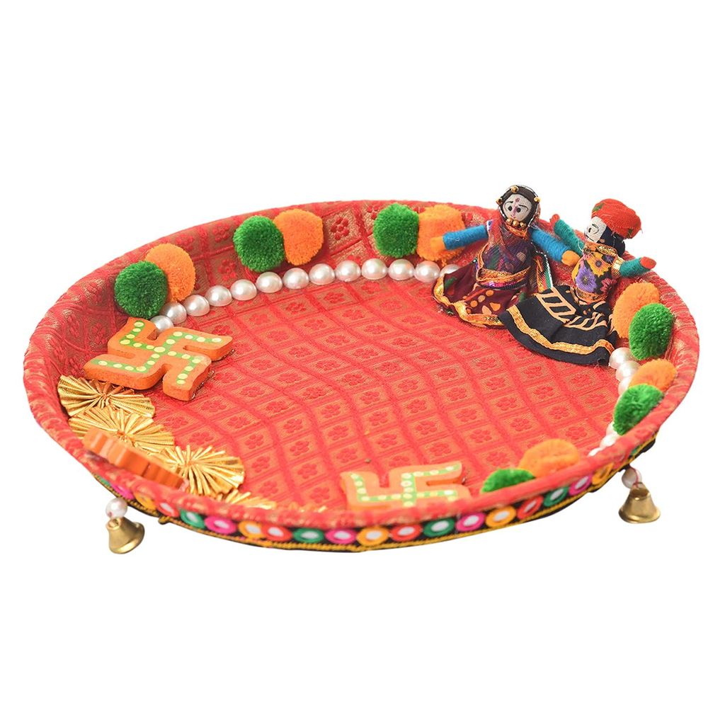 Garvi Gurjari (A Gujarat Govt Enterprise) Metal Puja Pair Thali (27 cm x 27 cm) - Pooja Needs | Buy online on ZillyBuy