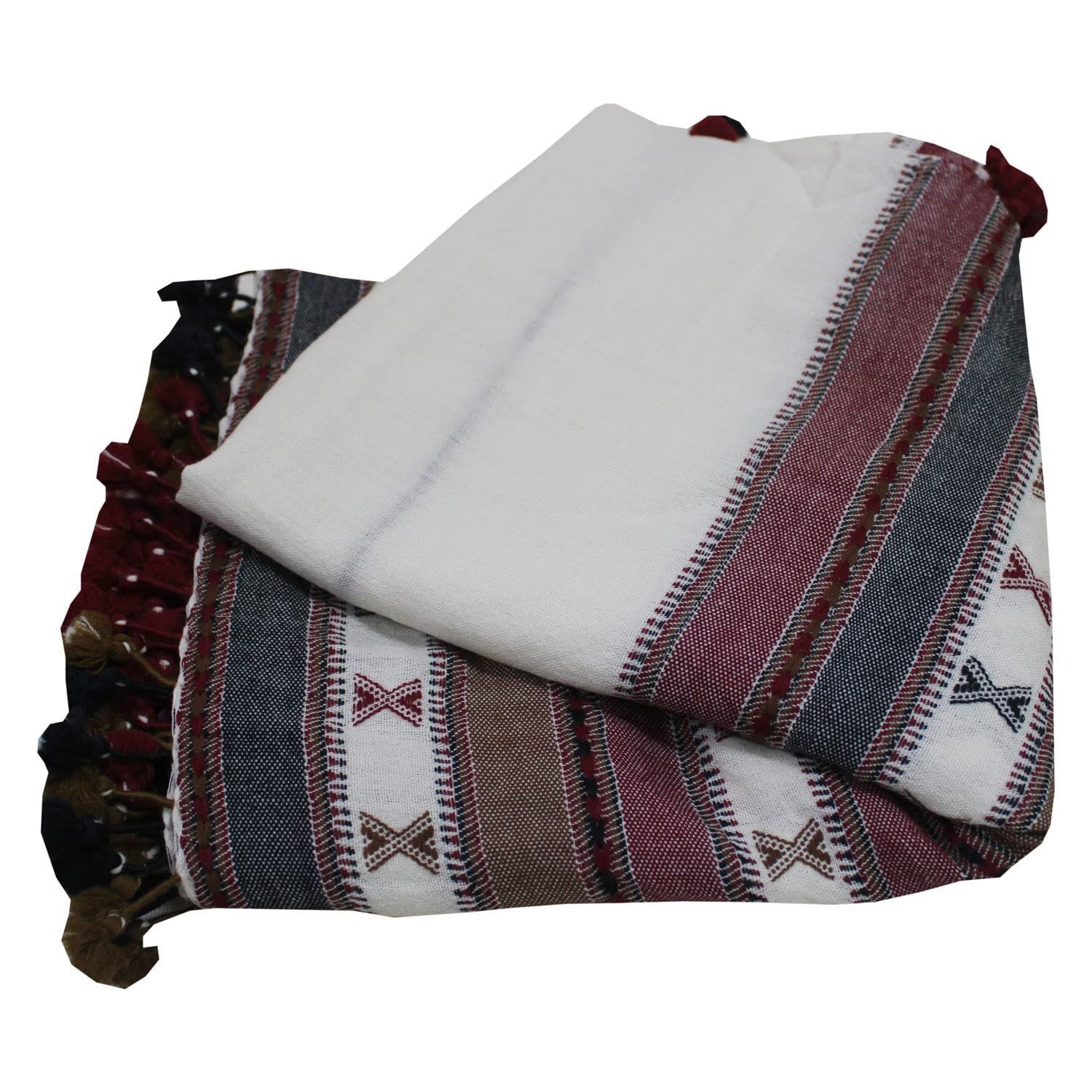 Garvi Gurjari (A Gujarat Govt Enterprise Off White Handwoven Wool Shawl (GGCEMWS04)