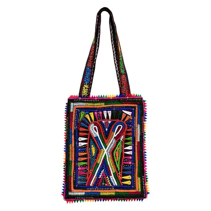 Multicolor Dhebariya Applique Tote Bag by Garvi Gurjari