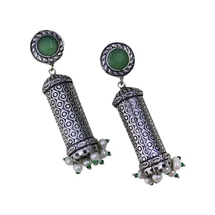 Handcrafted German Silver Oxidised Earrings By Garvi Gurjari