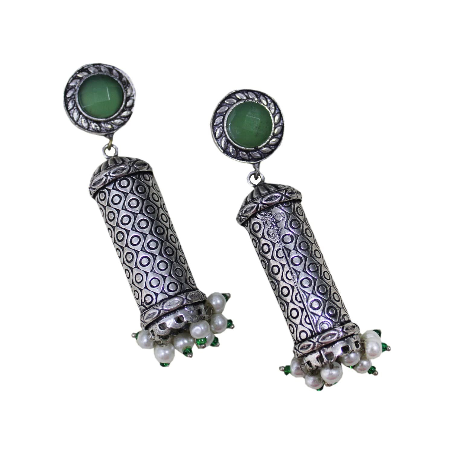 Handcrafted German Silver Oxidised Earrings By Garvi Gurjari
