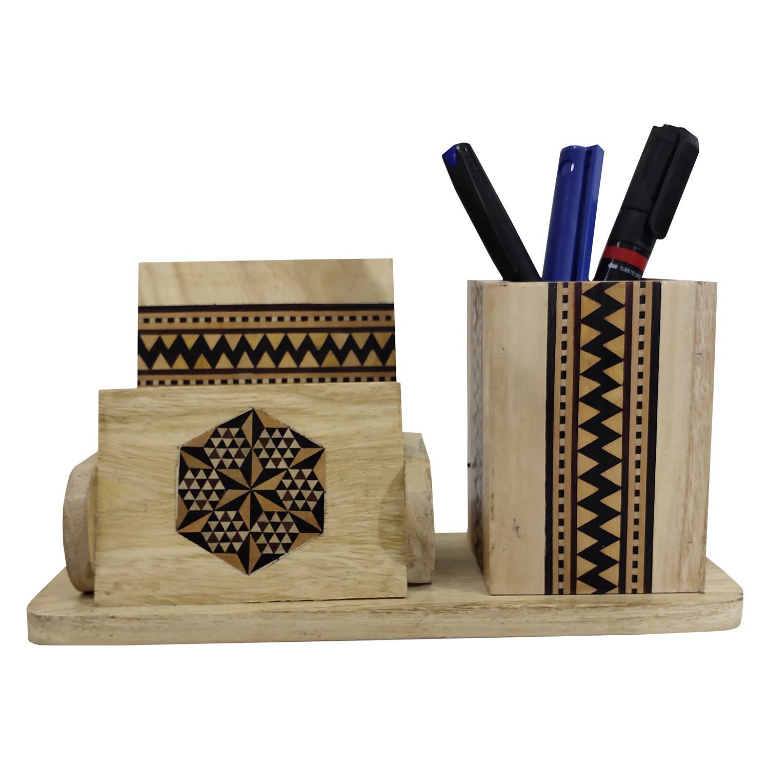 Garvi Gurjari Handcrafted Sadeli Work Wooden Pen stand