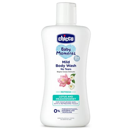 Chicco Baby Moments Mild Body Wash Refresh, New Advanced Formula with Natural Ingredients, No Tears & Soap-Free, Mild formula for Baby’s Body wash, No Phenoxyethanol and Parabens (200ml)