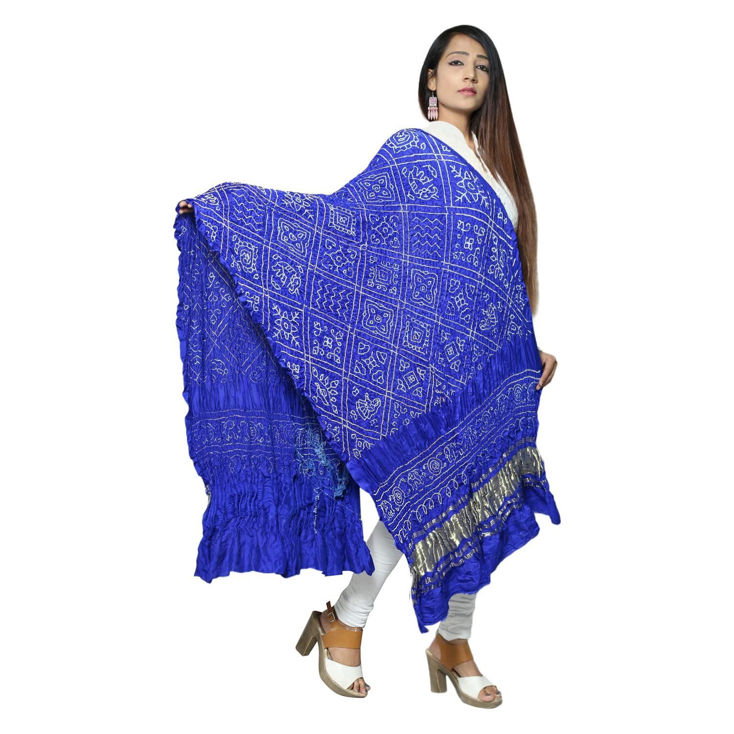 Garvi Gurjari Blue Gajji Silk Bandhani Dupatta