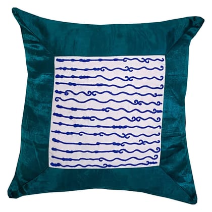 Garvi Gurjari (A Gujarat Govt Enterprise Dark Green Hand Embroidered Mashru Cushion Cover
