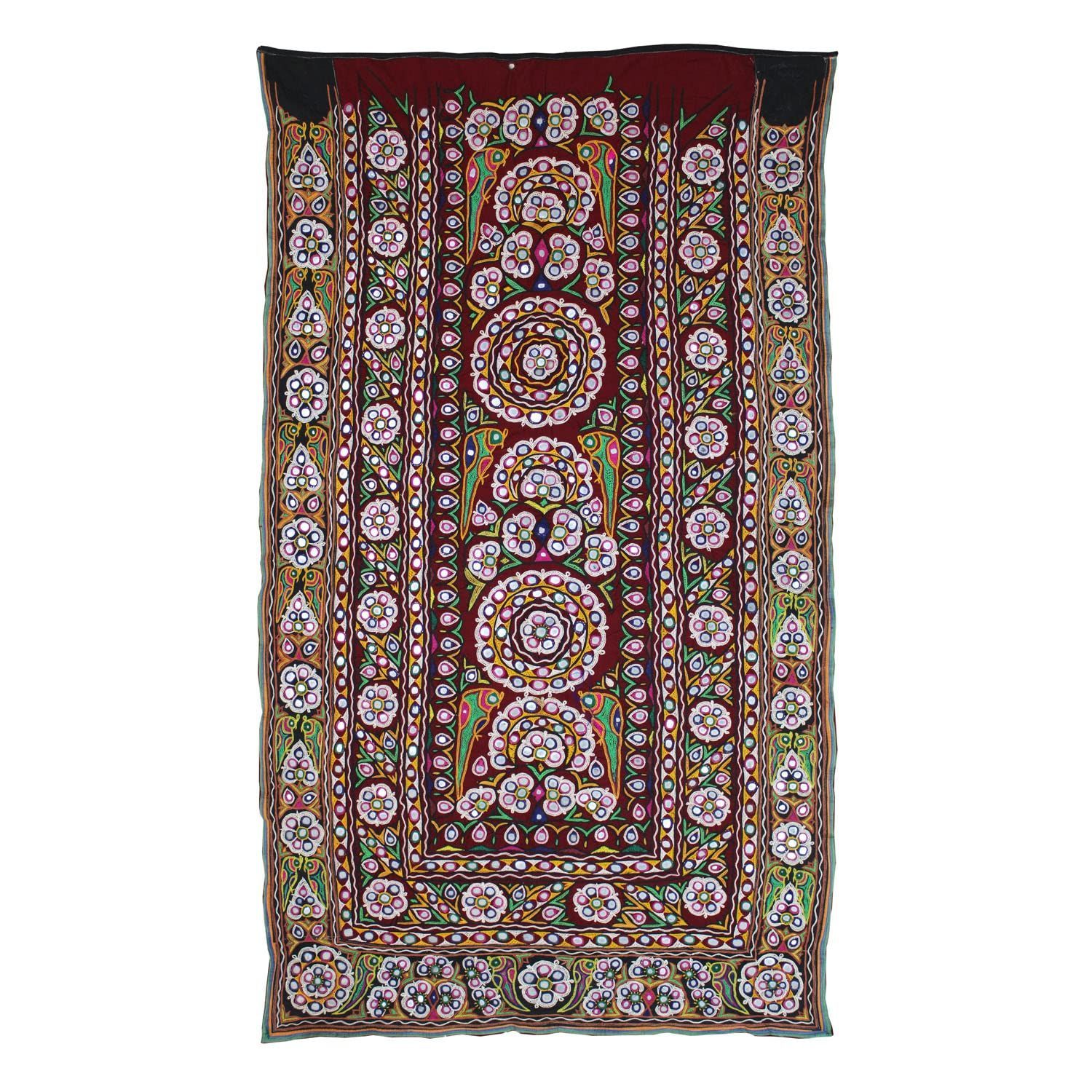 Garvi Gurjari (A Gujarat Govt Enterprise Multicolor Hand Embroidered Wall Hanging With Mirror Work(GGCEWH43)