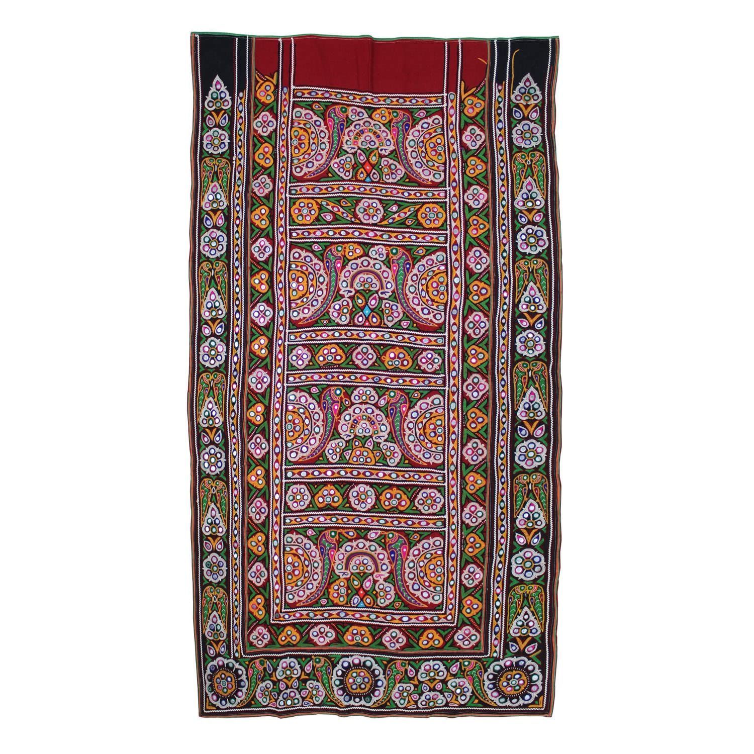 Garvi Gurjari (A Gujarat Govt Enterprise Multicolor Hand Embroidered Wall Hanging With Mirror Work(GGCEWH42)