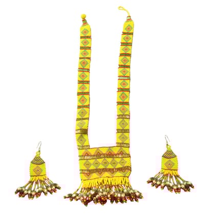 Garvi Gurjari (A Gujarat Govt Enterprise Yellow Beaded Strand Necklace Set for Women