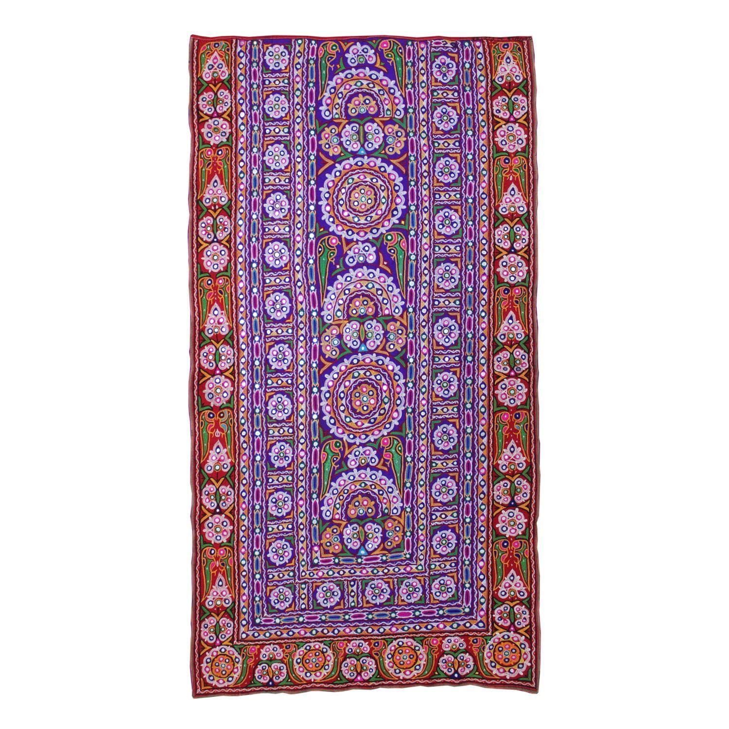 Garvi Gurjari (A Gujarat Govt Enterprise Multicolor Hand Embroidered Wall Hanging With Mirror Work(GGCEWH38)