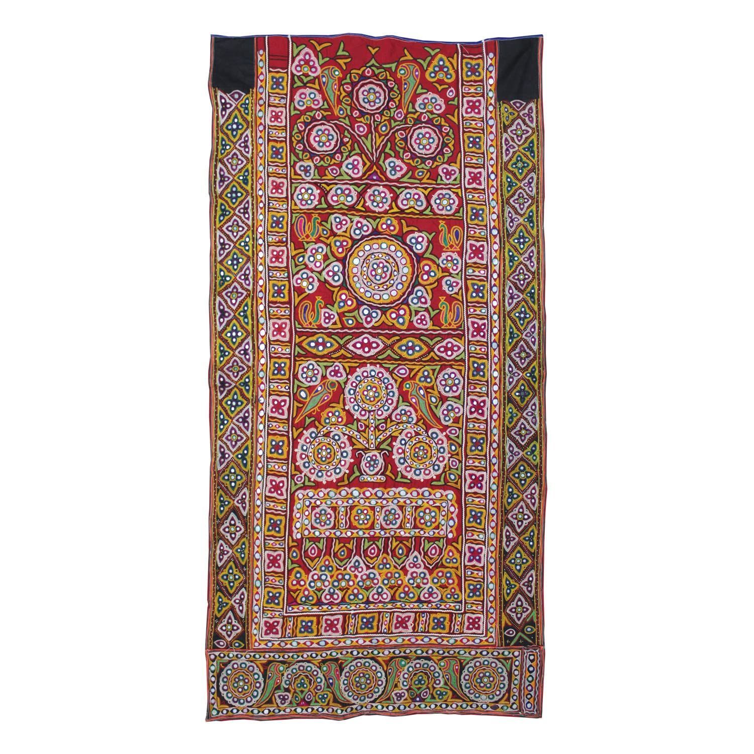 Garvi Gurjari (A Gujarat Govt Enterprise Multicolor Hand Embroidered Wall Hanging With Mirror Work(GGCEWH37)