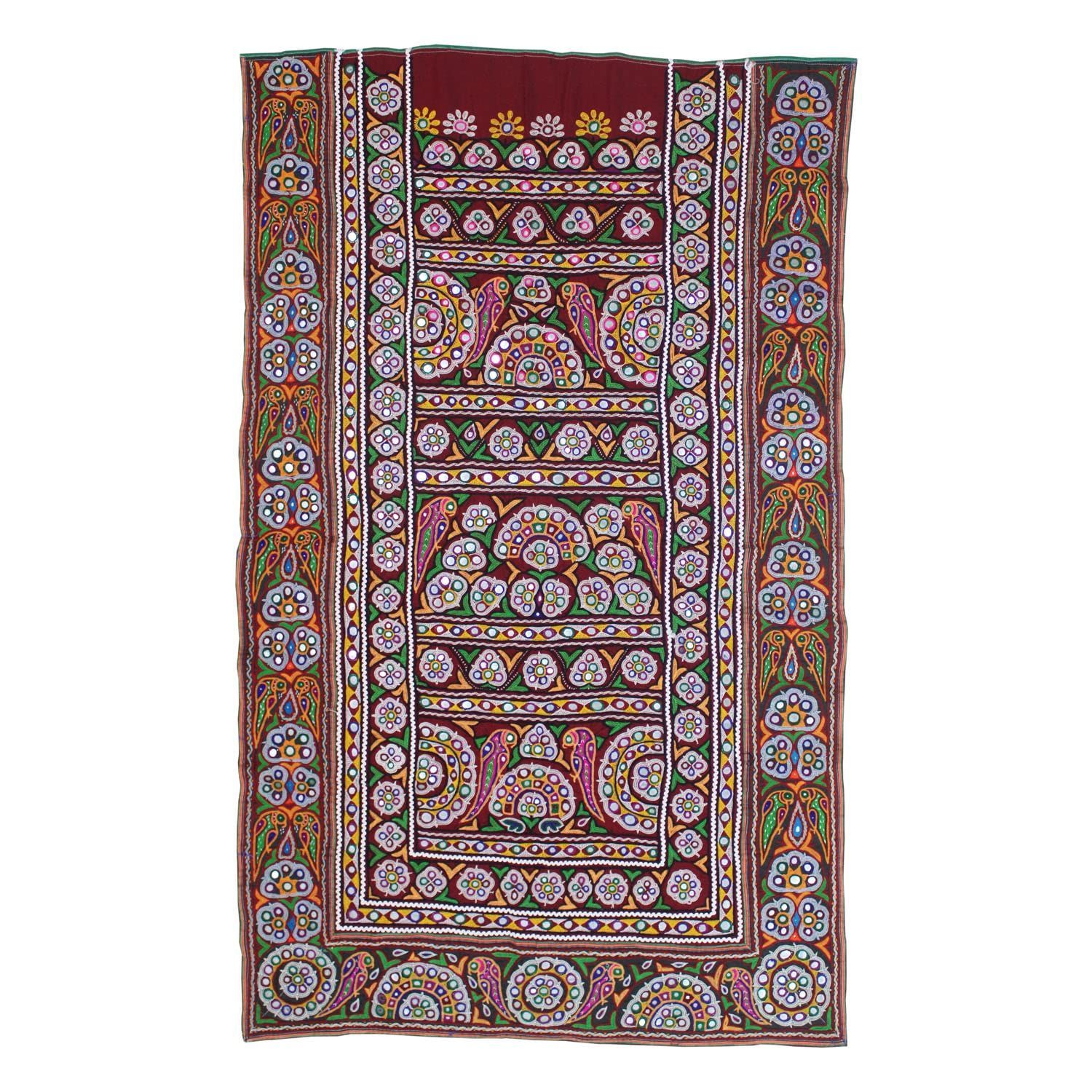Garvi Gurjari (A Gujarat Govt Enterprise Multicolor Hand Embroidered Wall Hanging With Mirror Work(GGCEWH33)