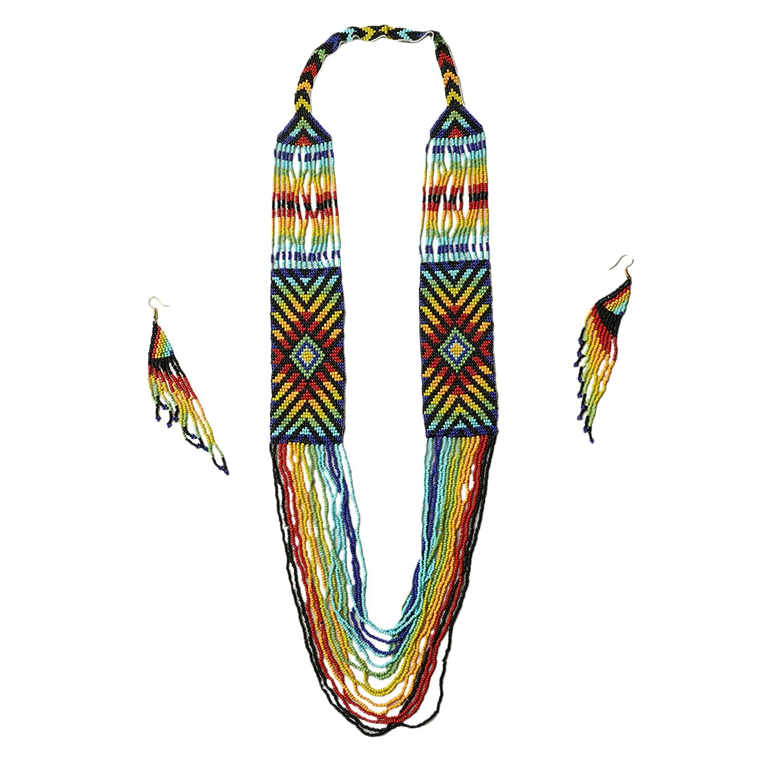 Garvi Gurjari (A Gujarat Govt Enterprise Beaded Multi-strand Necklace Set for Women