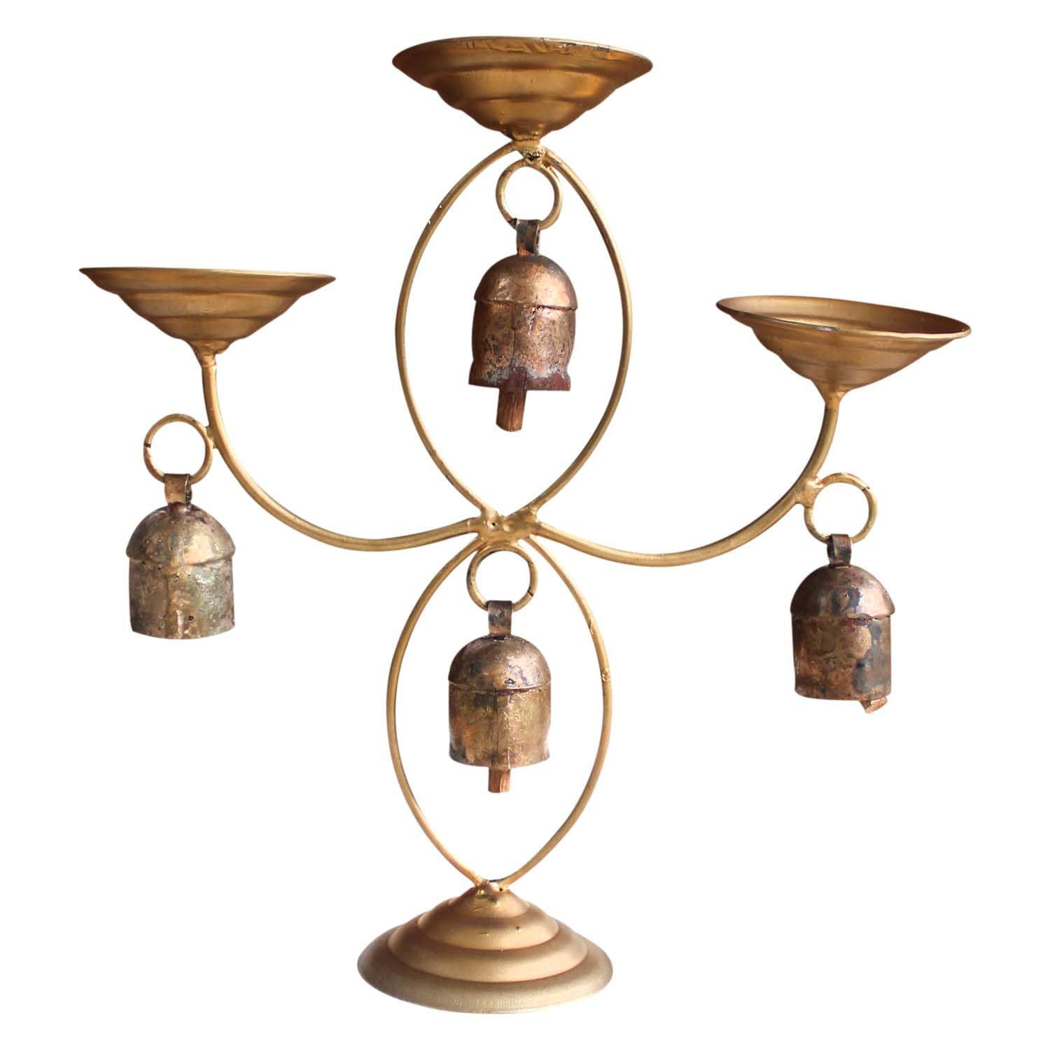 Garvi Gurjari (A Gujarat Govt Enterprise) Handmade Decorative Diya Stand Copper Bell(GGCHMCB02)