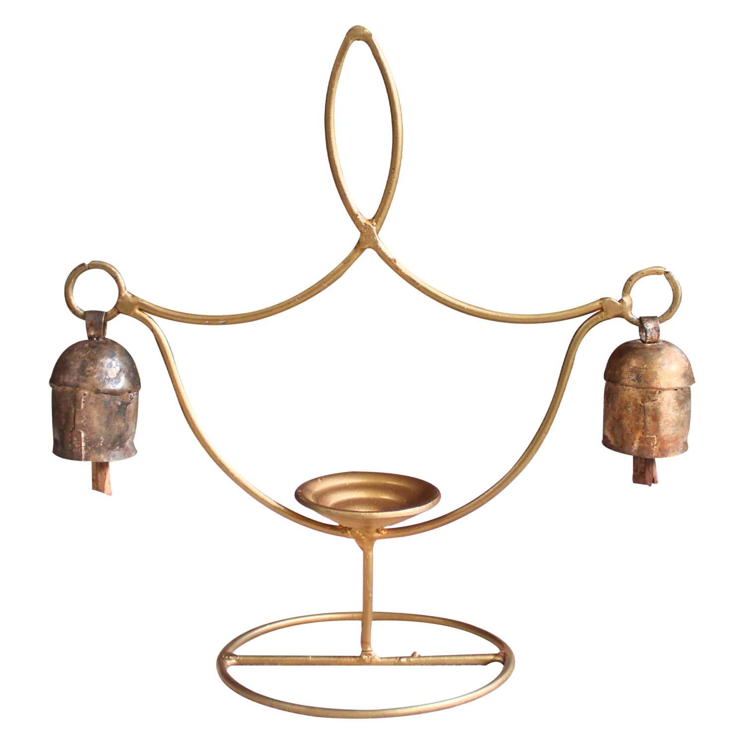 Garvi Gurjari (A Gujarat Govt Enterprise) Handmade Decorative Diya Stand Copper Bell(GGCHMCB01)