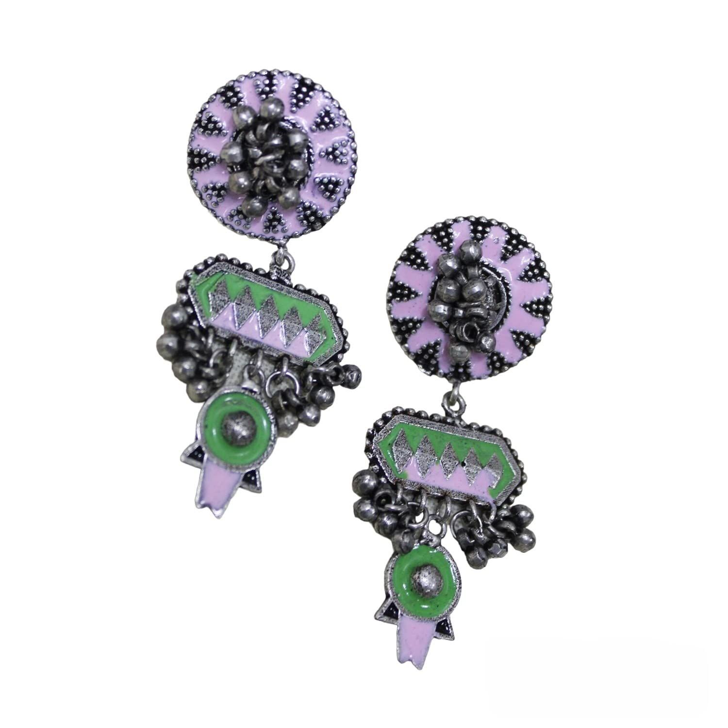 Garvi Gurjari (A Gujarat Govt Enterprise) Handcrafted Oxidized German Silver Earrings (GGCGSEN15)