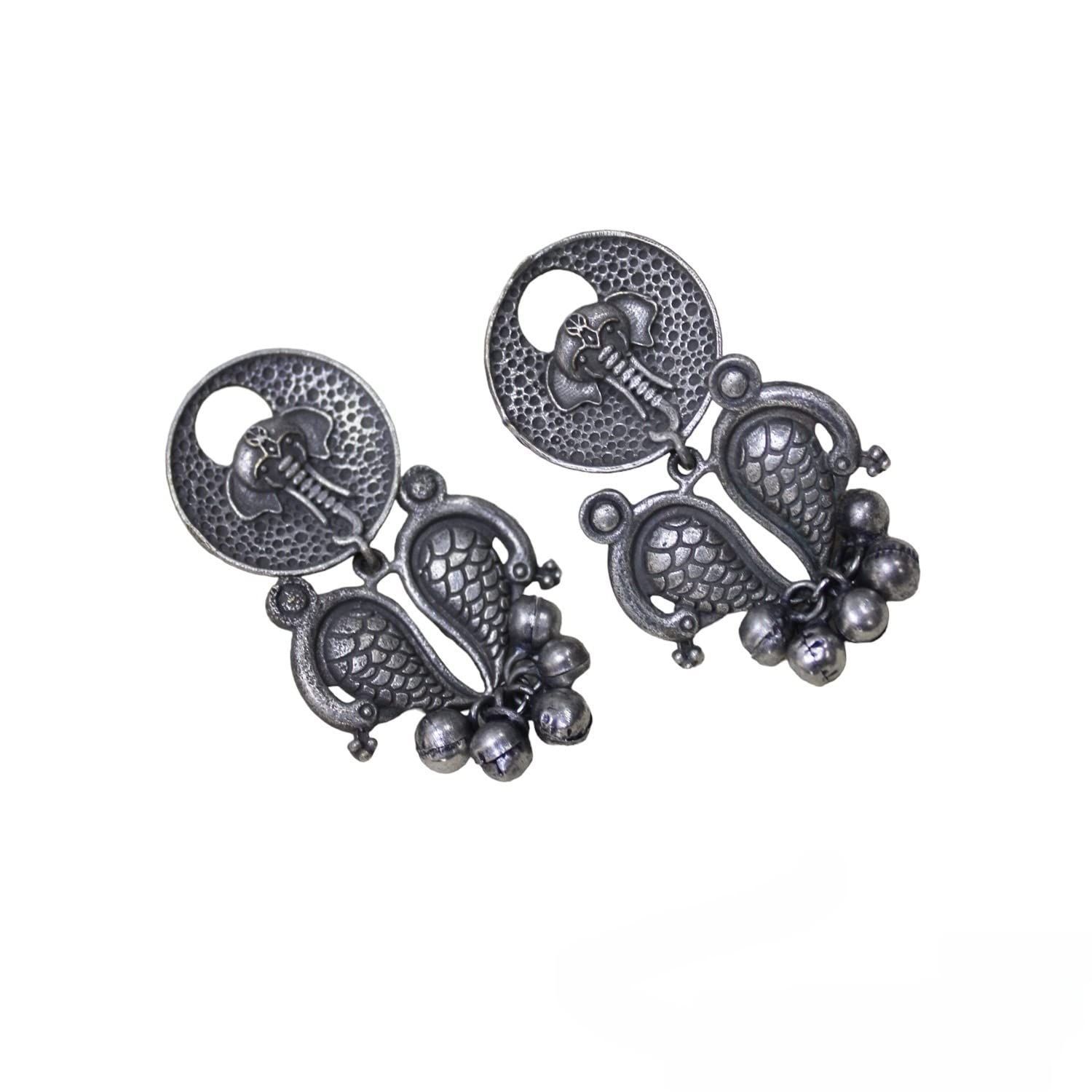 Garvi Gurjari (A Gujarat Govt Enterprise) Handcrafted Oxidized German Silver Earrings(GGCGSEN14)