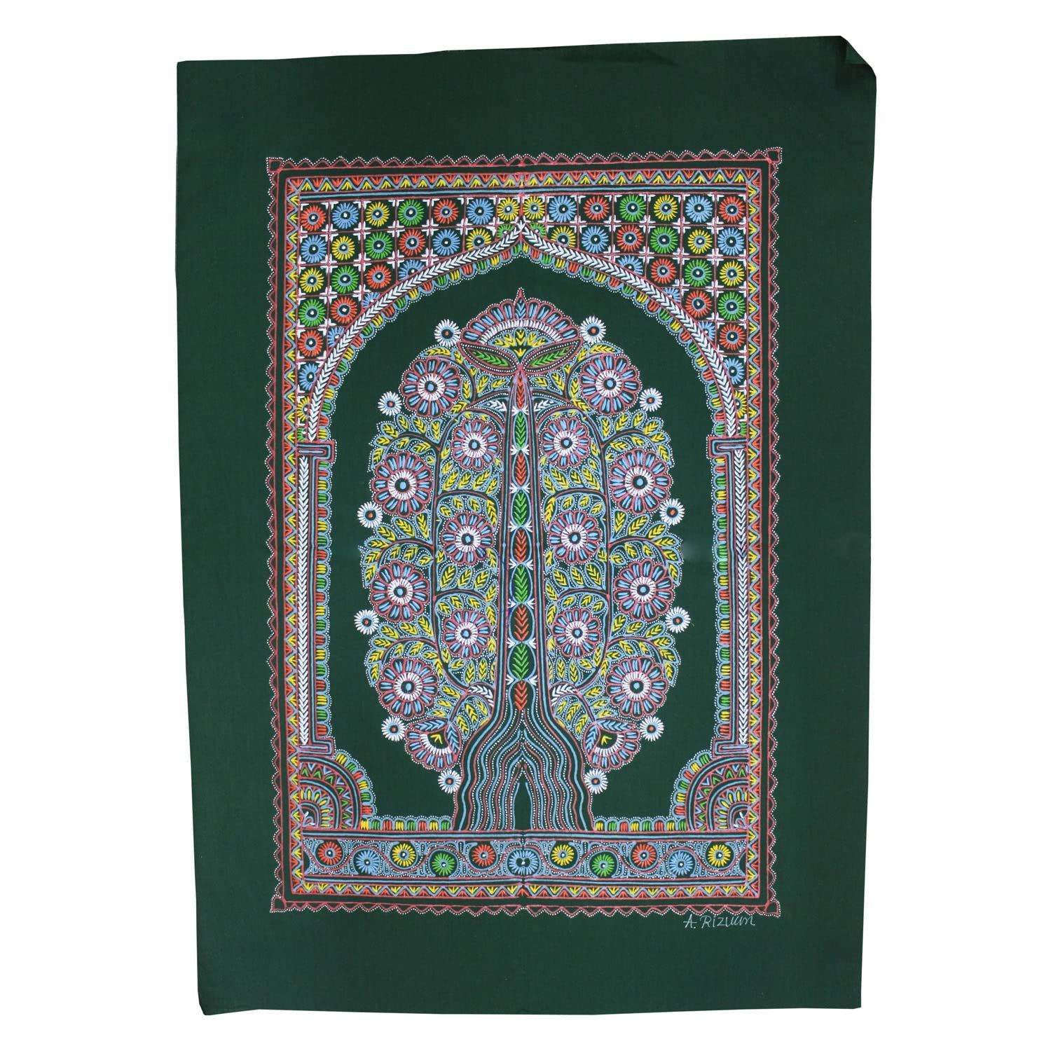 Garvi Gurjari (A Gujarat Govt Enterprise Handmade Rogan Painting - Green(GGCHRP14)