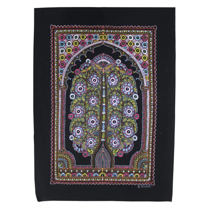 Garvi Gurjari (A Gujarat Govt Enterprise Handmade Rogan Painting - Black(GGCHRP13)