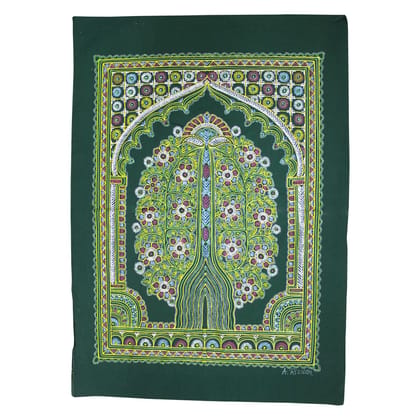 Garvi Gurjari (A Gujarat Govt Enterprise Handmade Rogan Painting - Green(GGCHRP12)